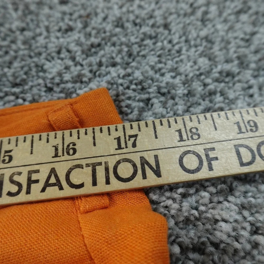 Trust Pants Mens 34X30 Orange Linen Chambray Pleated Chino Dress Trouser Casual